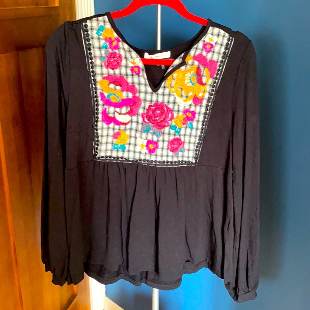 Long sleeve peplum top: Size Medium